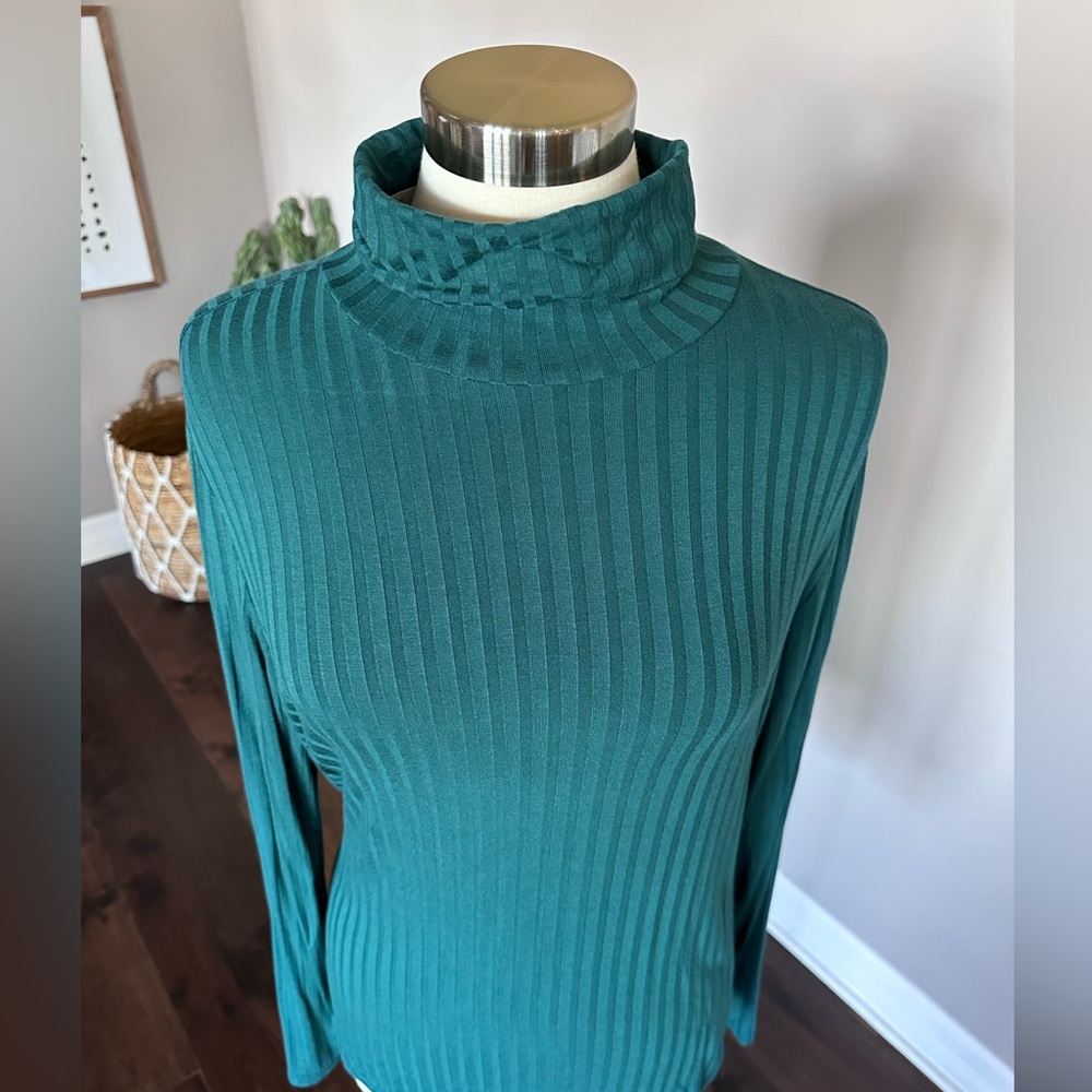Banana Republic Ribbed Turtleneck Layering Hunter Green 90's Girl XL - Picture 4 of 10